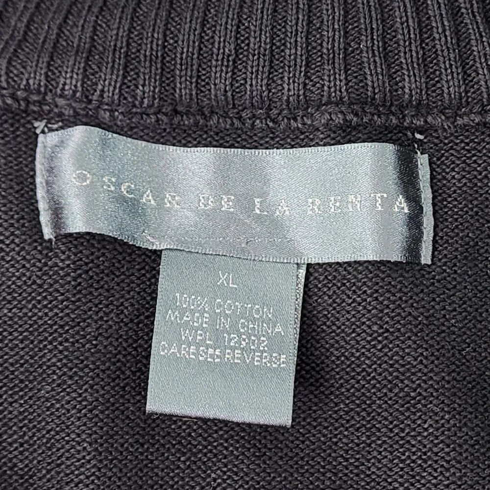 Oscar de la Renta Pullover Sweater Mens Size XL‎ 1/4 Zip Up Long Sleeve Black